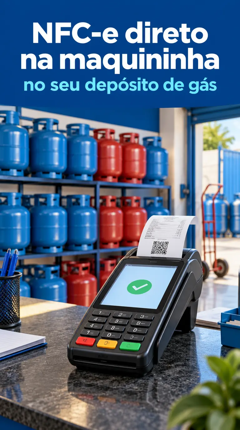 Sistema para depósito de gás emitindo NFC-e direto na maquininha de cartão